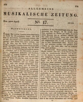 Allgemeine musikalische Zeitung Mittwoch 24. April 1816