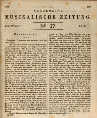 Allgemeine musikalische Zeitung Mittwoch 3. Juli 1816