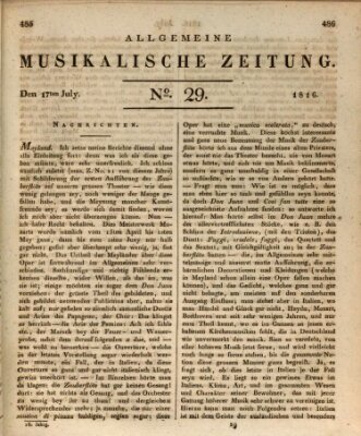 Allgemeine musikalische Zeitung Mittwoch 17. Juli 1816