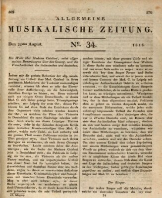 Allgemeine musikalische Zeitung Mittwoch 21. August 1816