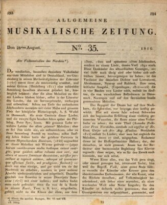 Allgemeine musikalische Zeitung Mittwoch 28. August 1816