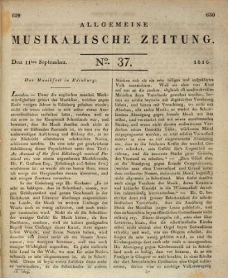 Allgemeine musikalische Zeitung Mittwoch 11. September 1816