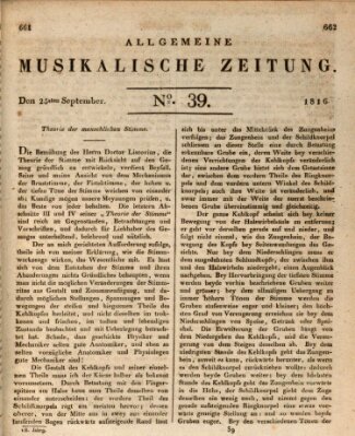 Allgemeine musikalische Zeitung Mittwoch 25. September 1816