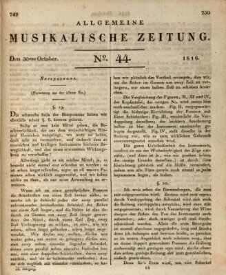 Allgemeine musikalische Zeitung Mittwoch 30. Oktober 1816