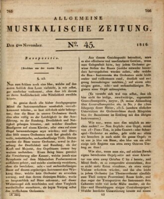 Allgemeine musikalische Zeitung Mittwoch 6. November 1816