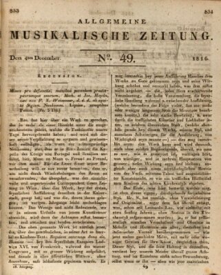 Allgemeine musikalische Zeitung Mittwoch 4. Dezember 1816