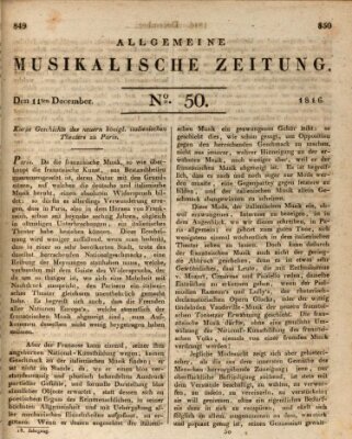 Allgemeine musikalische Zeitung Mittwoch 11. Dezember 1816