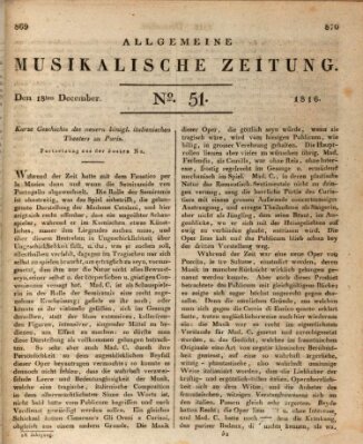 Allgemeine musikalische Zeitung Mittwoch 18. Dezember 1816