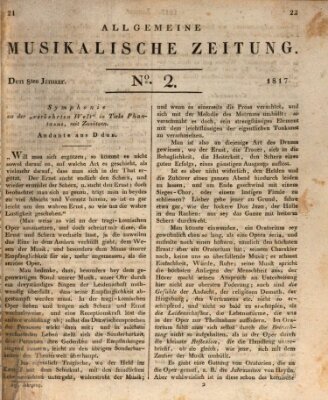 Allgemeine musikalische Zeitung Mittwoch 8. Januar 1817