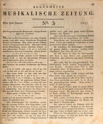 Allgemeine musikalische Zeitung Mittwoch 15. Januar 1817