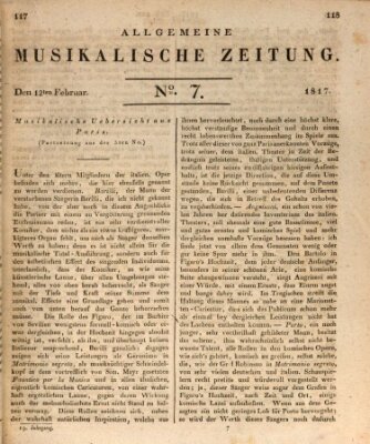 Allgemeine musikalische Zeitung Mittwoch 12. Februar 1817