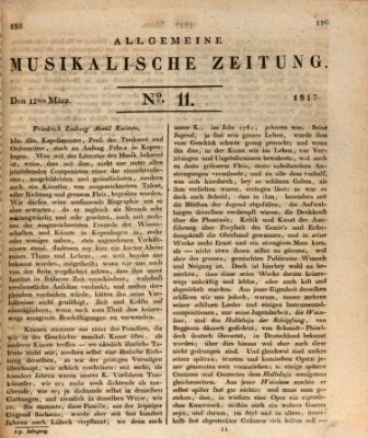 Allgemeine musikalische Zeitung Mittwoch 12. März 1817