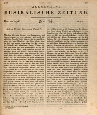 Allgemeine musikalische Zeitung Mittwoch 2. April 1817