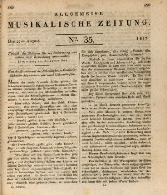 Allgemeine musikalische Zeitung Mittwoch 27. August 1817