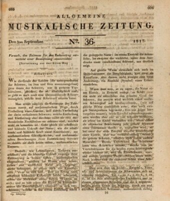 Allgemeine musikalische Zeitung Mittwoch 3. September 1817