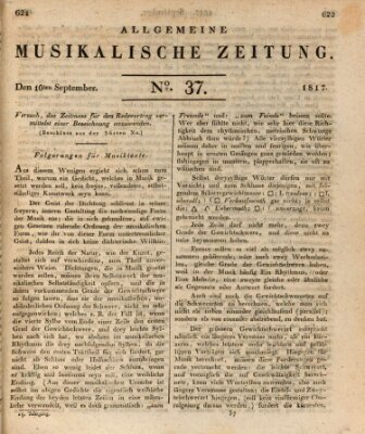 Allgemeine musikalische Zeitung Mittwoch 10. September 1817