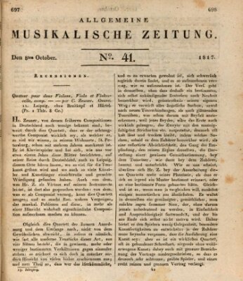 Allgemeine musikalische Zeitung Mittwoch 8. Oktober 1817