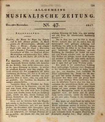 Allgemeine musikalische Zeitung Mittwoch 19. November 1817