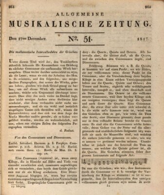 Allgemeine musikalische Zeitung Mittwoch 17. Dezember 1817