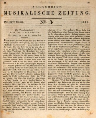 Allgemeine musikalische Zeitung Mittwoch 21. Januar 1818