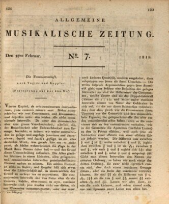 Allgemeine musikalische Zeitung Mittwoch 18. Februar 1818