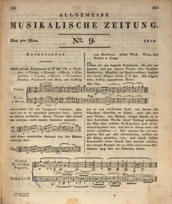 Allgemeine musikalische Zeitung Mittwoch 4. März 1818