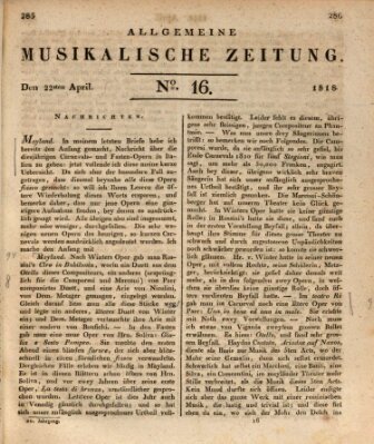 Allgemeine musikalische Zeitung Mittwoch 22. April 1818