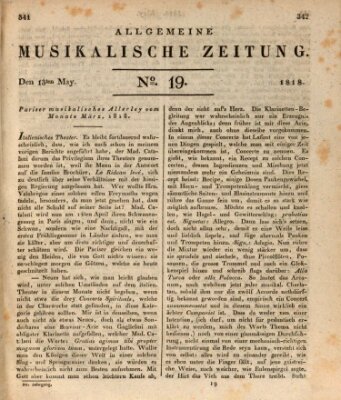 Allgemeine musikalische Zeitung Mittwoch 13. Mai 1818