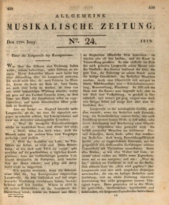 Allgemeine musikalische Zeitung Mittwoch 17. Juni 1818