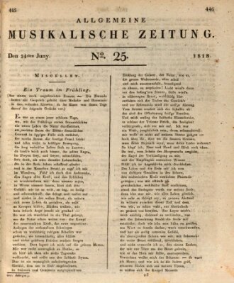 Allgemeine musikalische Zeitung Mittwoch 24. Juni 1818