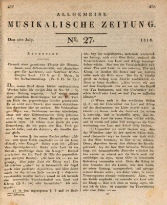 Allgemeine musikalische Zeitung Mittwoch 8. Juli 1818