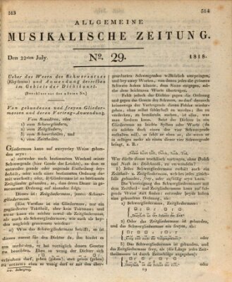 Allgemeine musikalische Zeitung Mittwoch 22. Juli 1818