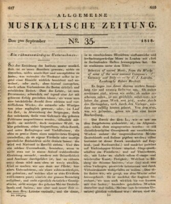 Allgemeine musikalische Zeitung Mittwoch 2. September 1818