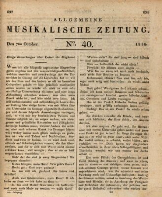 Allgemeine musikalische Zeitung Mittwoch 7. Oktober 1818