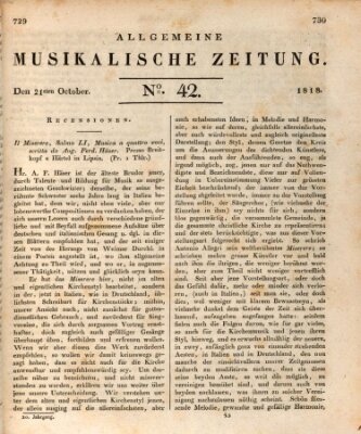 Allgemeine musikalische Zeitung Mittwoch 21. Oktober 1818