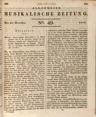 Allgemeine musikalische Zeitung Mittwoch 9. Dezember 1818