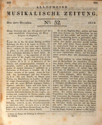 Allgemeine musikalische Zeitung Mittwoch 30. Dezember 1818