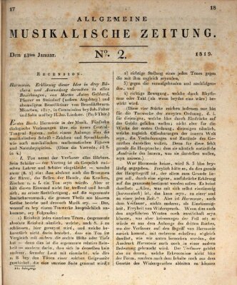 Allgemeine musikalische Zeitung Mittwoch 13. Januar 1819