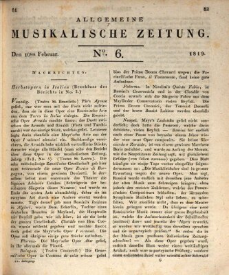 Allgemeine musikalische Zeitung Mittwoch 10. Februar 1819