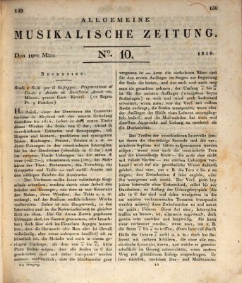 Allgemeine musikalische Zeitung Mittwoch 10. März 1819