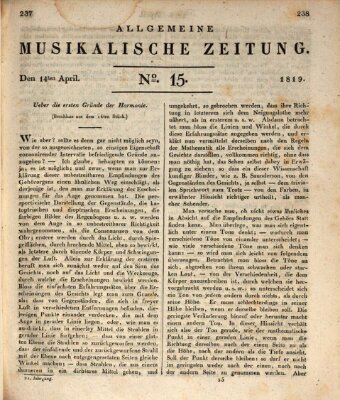 Allgemeine musikalische Zeitung Mittwoch 14. April 1819