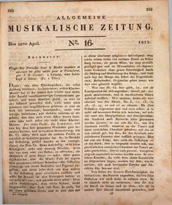 Allgemeine musikalische Zeitung Mittwoch 21. April 1819