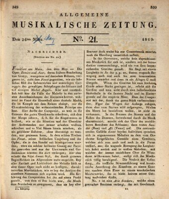 Allgemeine musikalische Zeitung Mittwoch 26. Mai 1819