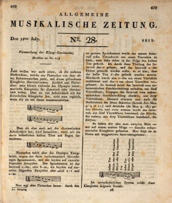 Allgemeine musikalische Zeitung Mittwoch 14. Juli 1819