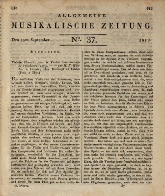 Allgemeine musikalische Zeitung Mittwoch 15. September 1819