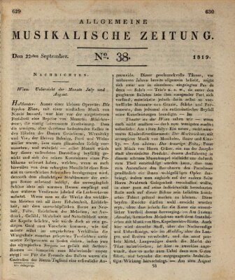 Allgemeine musikalische Zeitung Mittwoch 22. September 1819