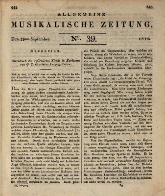 Allgemeine musikalische Zeitung Mittwoch 29. September 1819