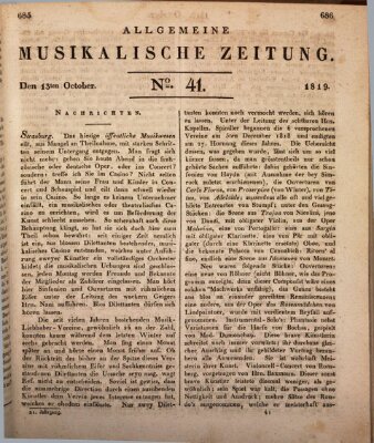 Allgemeine musikalische Zeitung Mittwoch 13. Oktober 1819