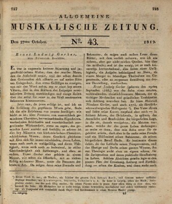 Allgemeine musikalische Zeitung Mittwoch 27. Oktober 1819