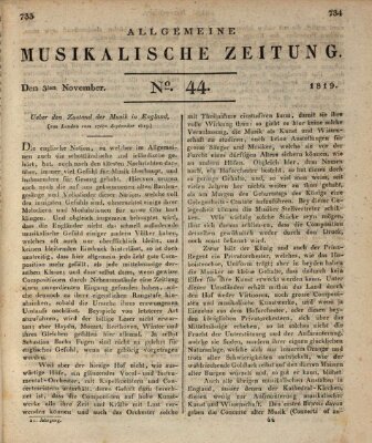 Allgemeine musikalische Zeitung Mittwoch 3. November 1819